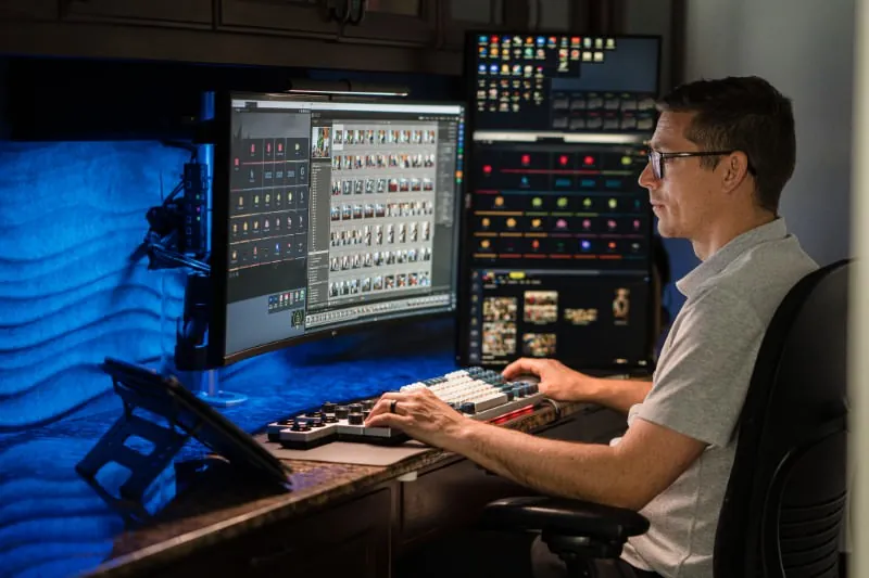 Rob editing photos in his studio